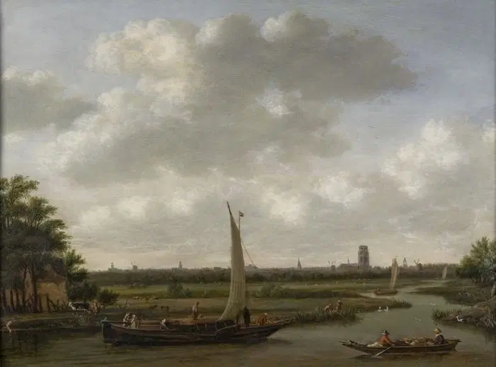 Schilderij met lijst Gezicht op de Rotte door Jan Sonjé